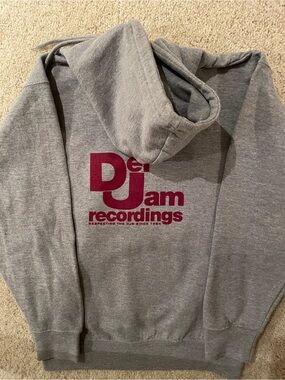Grey hoodie Def Jam Recordings Gray Hoodie with Burgundy Logo. Size Medium.
